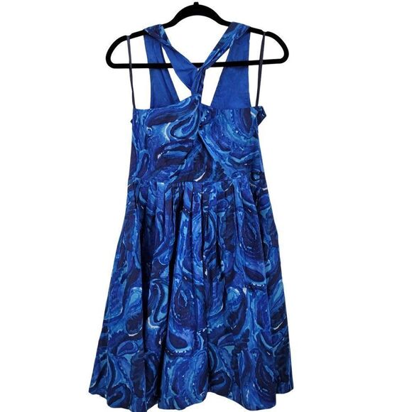 Michael Michael Kors Dress Starry Night Print Twist Racerback Fit & Flare Blue 8 - Picture 10 of 15